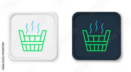Line Sauna bucket icon isolated on white background. Colorful outline concept. Vector