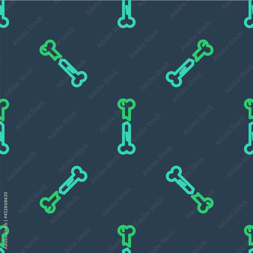 Line Human broken bone icon isolated seamless pattern on blue background. Vector Line Human broken bone icon isolated seamless pattern on blue background. Vector
