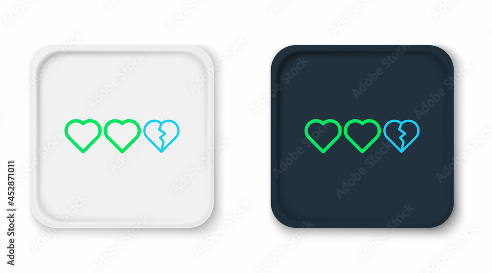 Line Hearts for game icon isolated on white background. Colorful outline concept. Vector Line Hearts for game icon isolated on white background. Colorful outline concept. Vector