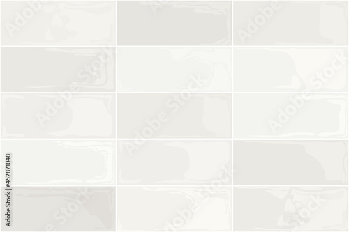 White rectangular ceramic tiles, soft beige background. Seamless pattern, vector illustration