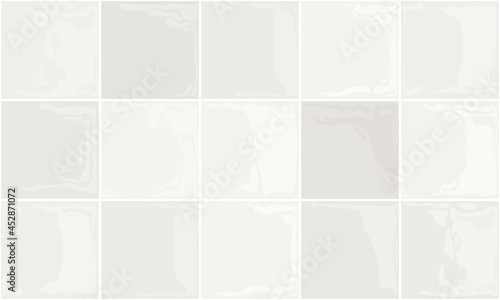 White square ceramic tiles, soft beige background. Different shade. Seamless pattern, vector illustration