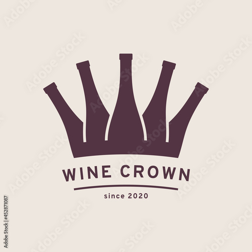 Wine crown icon. Logo for alcohol product, restaurant menu. Vector illustration, EPS 10