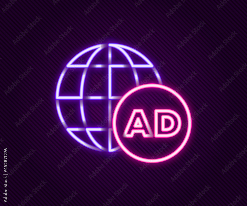 Glowing neon line Advertising icon isolated on black background. Concept of marketing and promotion process. Responsive ads. Social media advertising. Colorful outline concept. Vector Glowing neon line Advertising icon isolated on black background. Concept of marketing and promotion process. Responsive ads. Social media advertising. Colorful outline concept. Vector