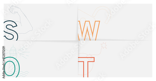 Swot analysis template. Background with icon. Vector illustration, EPS 10