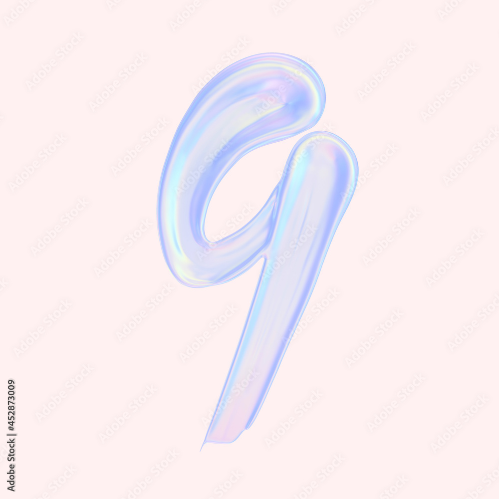 Numeral 9. Holographic gradient 3d digit Nine illustration isolated Numeral 9. Holographic gradient 3d digit Nine illustration isolated