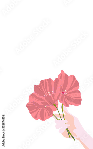 Flower and Hand Elegant Vector Background. Bunch