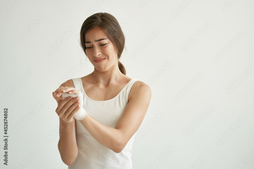 girl with bandaged arm injury health problems medicine girl with bandaged arm injury health problems medicine
