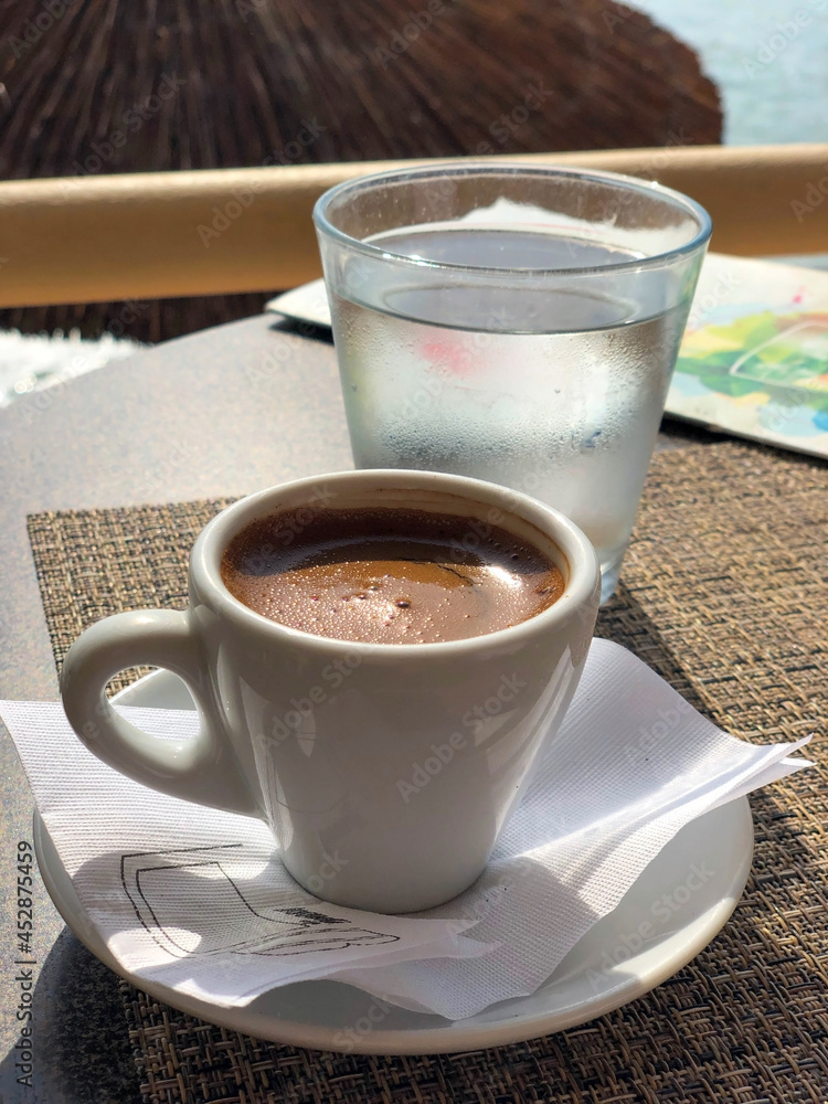 A cup of oriental coffee on the island of Crete in Greece