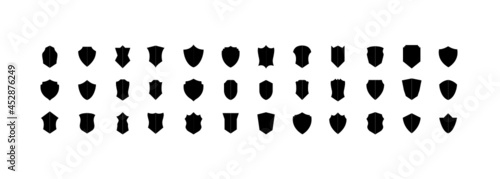 Foto shield shilloette vector icon set for secure protect safe security protection guard monitoring services