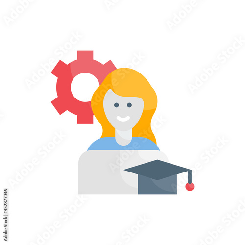 Part time student vector flat icon style illustration. EPS 10 file