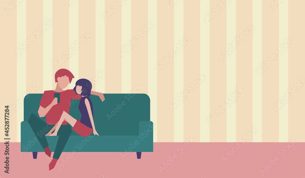 部屋 ソファで見つめ合う男女 カップル パートナー 人物フラットイラスト Stock Vector Adobe Stock 部屋 ソファで見つめ合う男女 カップル パートナー 人物フラットイラスト Stock Vector Adobe Stock