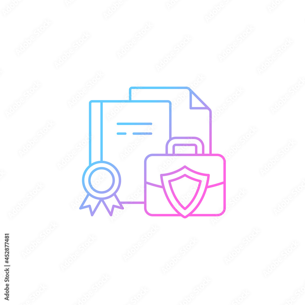 Business information gradient linear vector icon. Protect intellectual property. Trade secrets. Employee records. Thin line color symbol. Modern style pictogram. Vector isolated outline drawing Business information gradient linear vector icon. Protect intellectual property. Trade secrets. Employee records. Thin line color symbol. Modern style pictogram. Vector isolated outline drawing