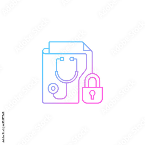 Protected health information gradient linear vector icon. Medical history security. Preserving patient privacy. Thin line color symbol. Modern style pictogram. Vector isolated outline drawing