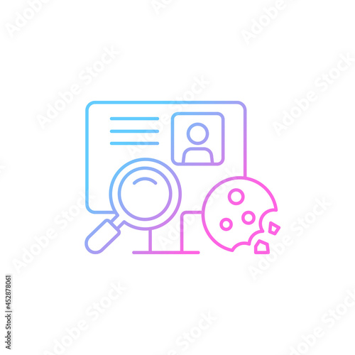 Cookie id gradient linear vector icon. Internet cookies. Unique identifier. User experience on websites. Thin line color symbol. Modern style pictogram. Vector isolated outline drawing