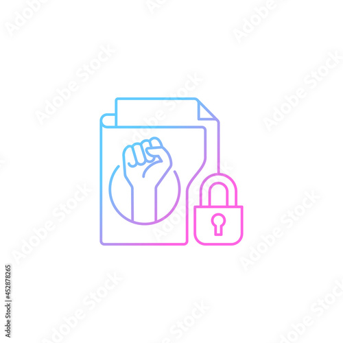 Trade union membership gradient linear vector icon. Improving employment rights. Fighting discrimination. Thin line color symbol. Modern style pictogram. Vector isolated outline drawing