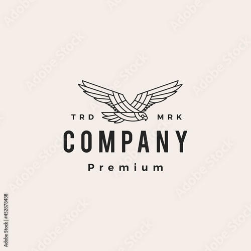 black hawk fly roar hipster vintage logo vector icon illustration
