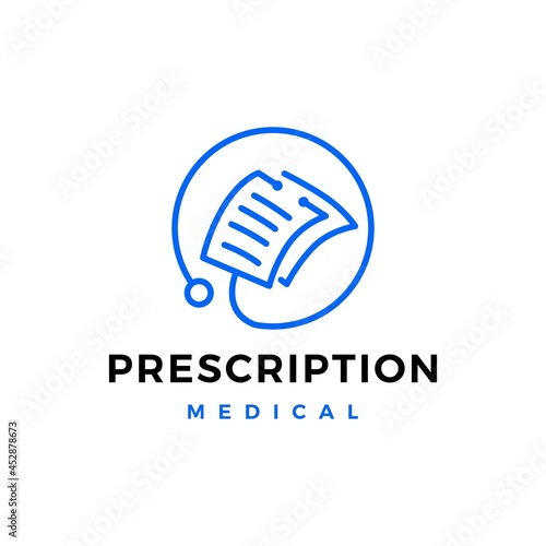 doctor paper medical prescription medicine logo vector icon illustration