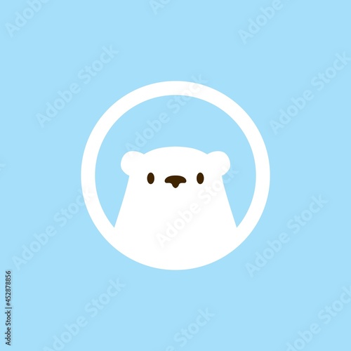 polar bear head round emblem logo vector icon illustration