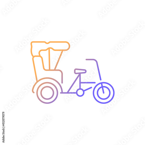 Sanlunche gradient linear vector icon. Chinese rickshaw. Short distance traveling. Transportation service. Thin line color symbol. Modern style pictogram. Vector isolated outline drawing