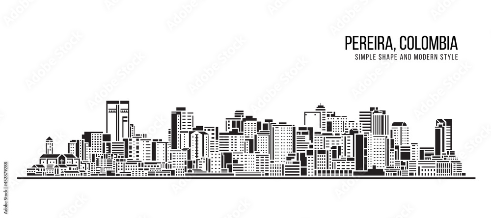Cityscape Building Abstract Simple shape and modern style art Vector design - Pereira, Colombia