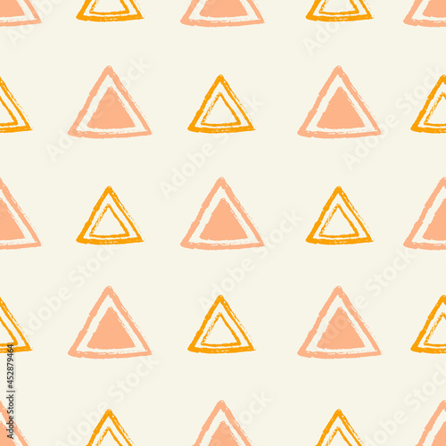Vector Pastel Yellow Pink Triangles seamless pattern background perfect for fabric  scrapbooking  wallpaper  web and graphic projects. 