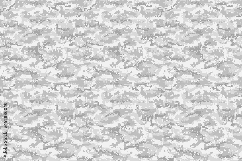Pale gray pixel camouflage military background. Vector