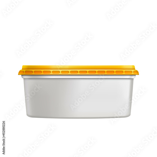 Peanut Fat Butter Blank Plastic Container Vector. Milk Sweet Product Packaging For Storage Fatty Butter, Delicious Breakfast Ingredient For Sandwich. Fatty Food Mockup Realistic 3d Illustration