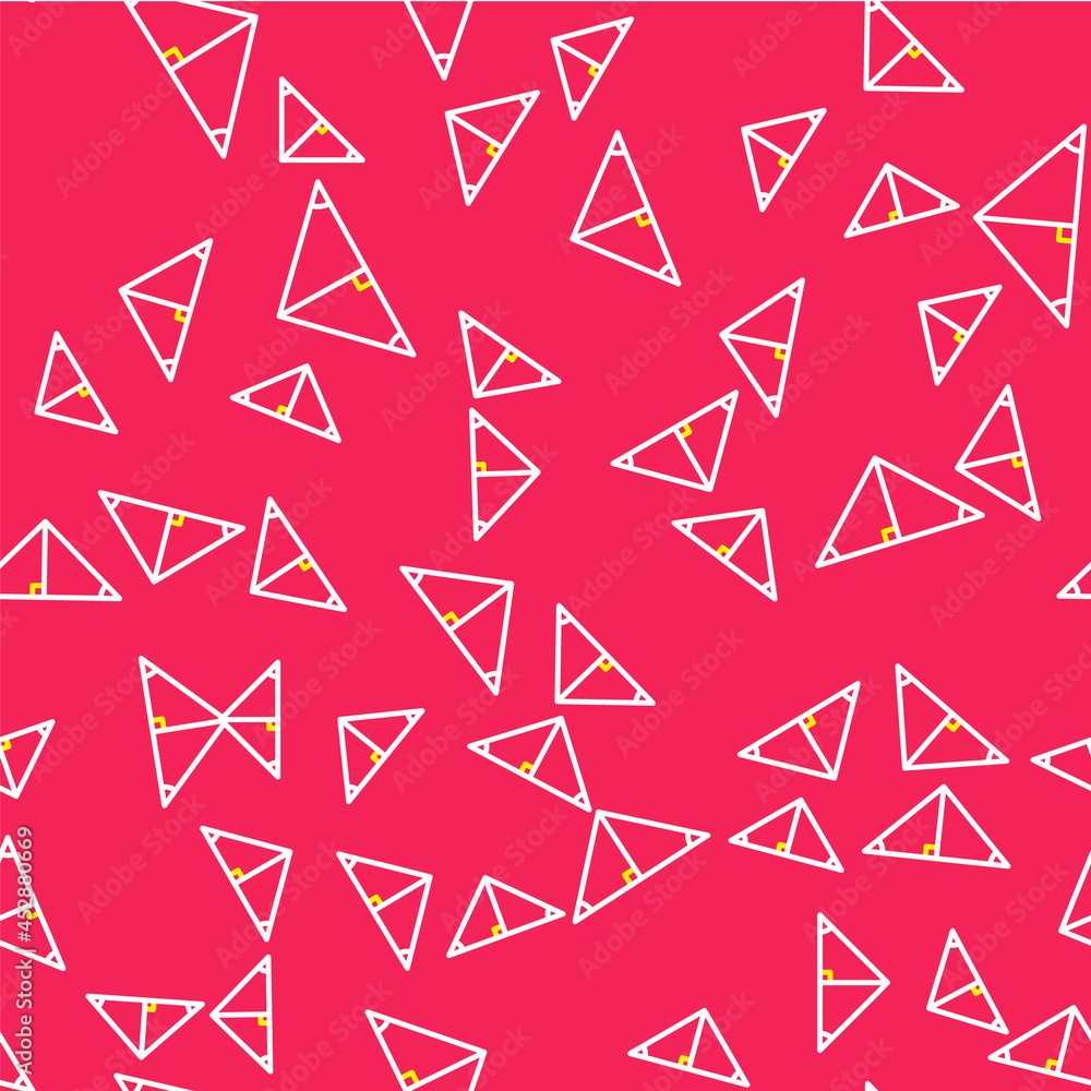 Line Angle bisector of a triangle icon isolated seamless pattern on red background. Vector Line Angle bisector of a triangle icon isolated seamless pattern on red background. Vector