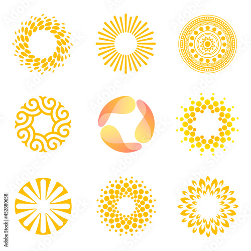 Set of vector logo design template. Sun abstract icons.