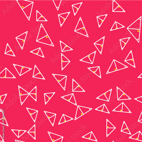 Line Angle bisector of a triangle icon isolated seamless pattern on red background. Vector