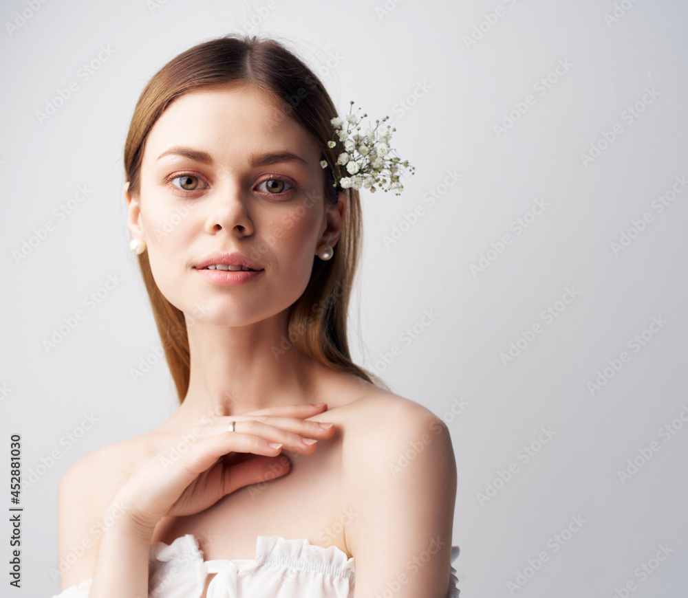 pretty woman charming look glamor isolated background pretty woman charming look glamor isolated background