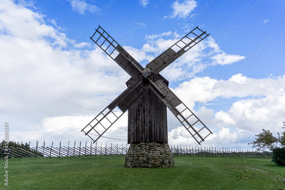 view of the Angla windmills on Saaremaa Island in Estonia view of the Angla windmills on Saaremaa Island in Estonia