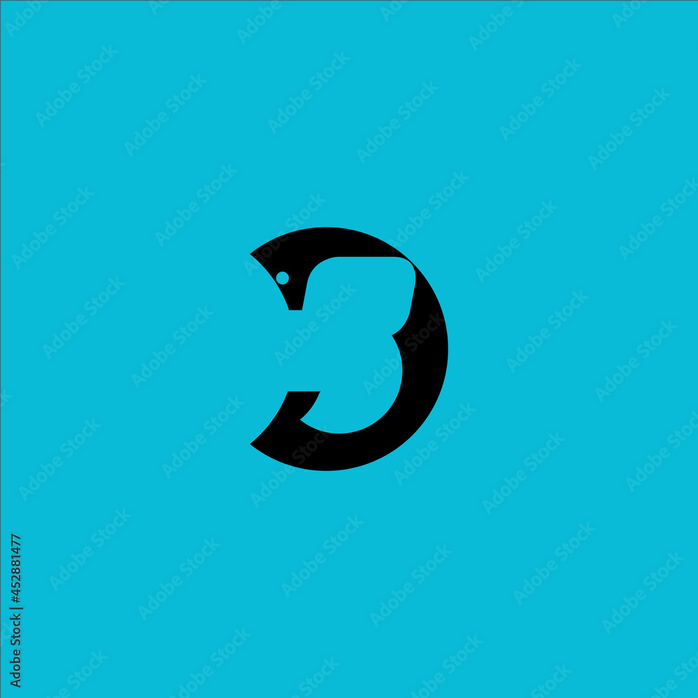 Creative black colour negative space 3 or B logo design with blue background for business and brand. Creative black colour negative space 3 or B logo design with blue background for business and brand.