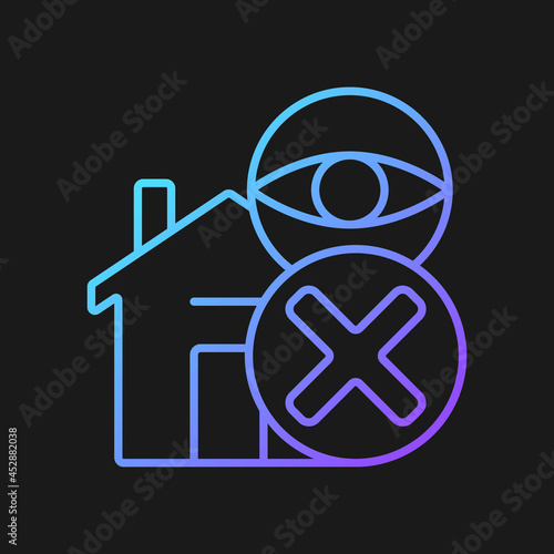 No spying on people gradient vector manual label icon for dark theme. No privacy violation. Thin line color symbol. Modern style pictogram. Vector isolated outline drawing for product use instructions