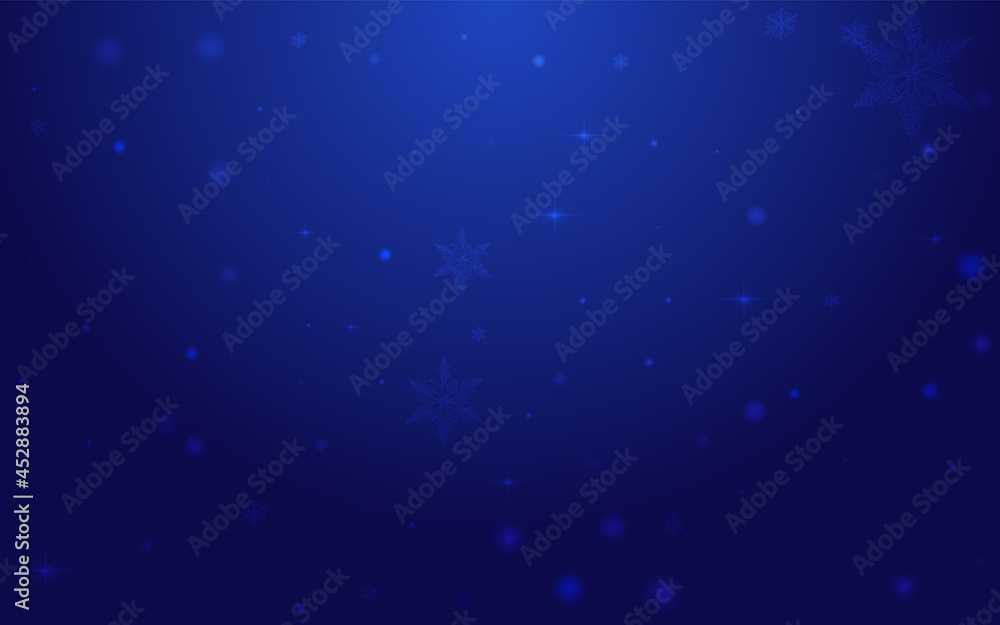 Glow Snowflake Vector Blue Background. White Glow Snowflake Vector Blue Background. White