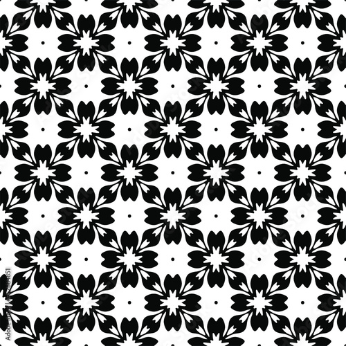 Flower geometric pattern. Seamless vector background. White and black ornament. Ornament for fabric  wallpaper  packaging. Decorative print 