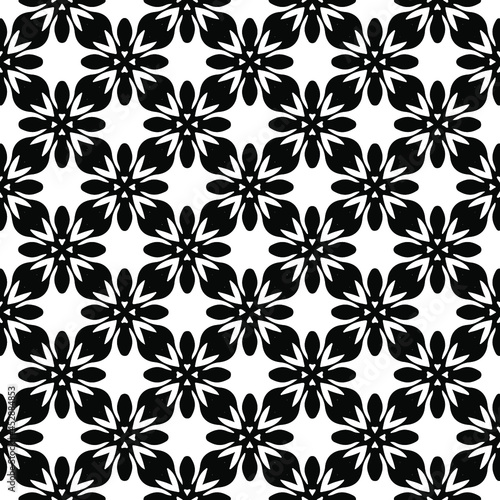 Flower geometric pattern. Seamless vector background. White and black ornament. Ornament for fabric, wallpaper, packaging. Decorative print  © t2k4