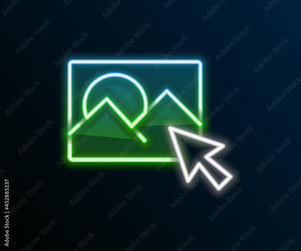 Glowing neon line Photo retouching icon isolated on black background. Photographer, photography, retouch icon. Colorful outline concept. Vector Glowing neon line Photo retouching icon isolated on black background. Photographer, photography, retouch icon. Colorful outline concept. Vector