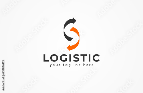 Logistic Logo. letter S from two arrow combination, arrow design logo template, vector illustration