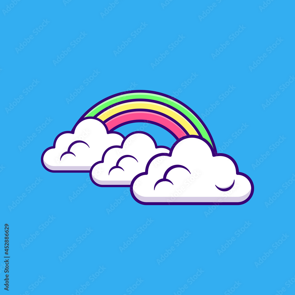 Cloud and rainbow icon or logo isolated sign symbol vector illustration - Cartoon style vector icon Cloud and rainbow icon or logo isolated sign symbol vector illustration - Cartoon style vector icon