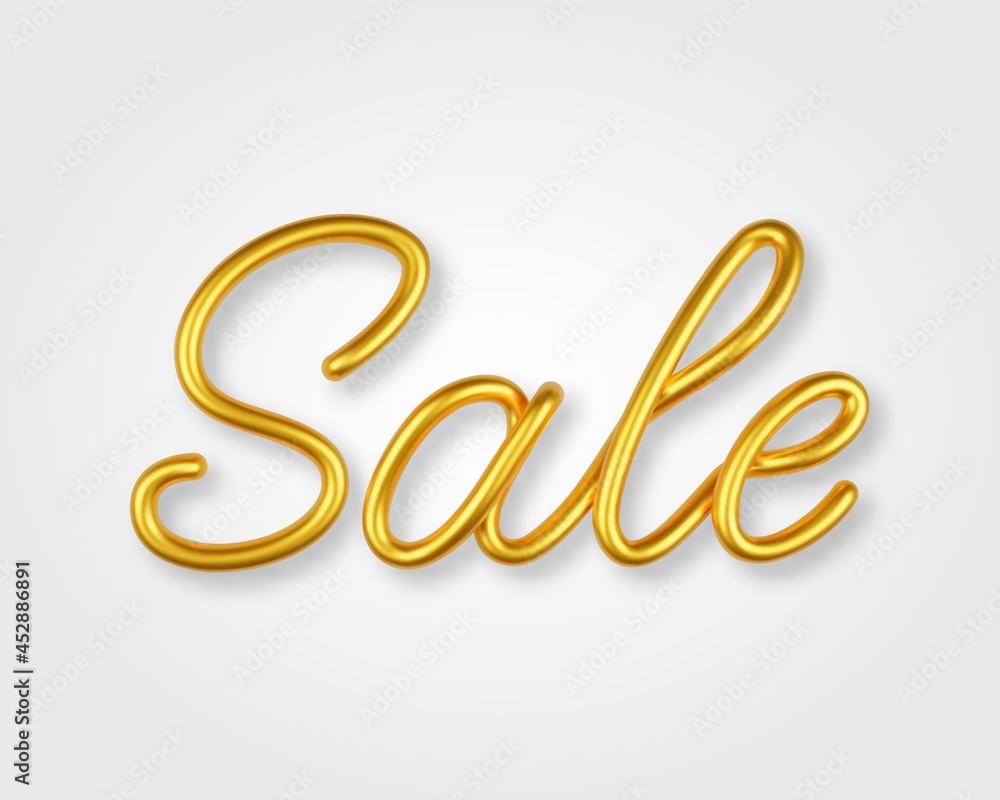 Gold 3d inscription sale on a light background with a shadow. Gold 3d inscription sale on a light background with a shadow.