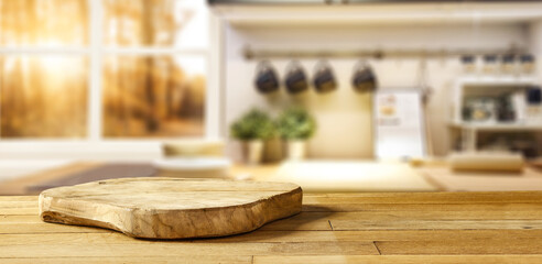 Desk of free space in kitchen interior and free space for your decoration 