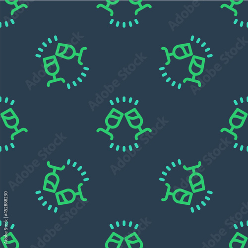 Line Wine tasting, degustation icon isolated seamless pattern on blue background. Sommelier. Smells of wine. Vector