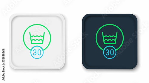 Line Washing under 30 degrees celsius icon isolated on white background. Temperature wash. Colorful outline concept. Vector