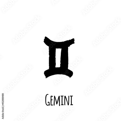 Horoscope sign: Gemini for predictions. hand drawn symbol. Vector file on white background