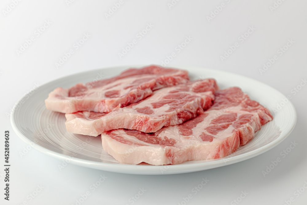 pork neck on a white background