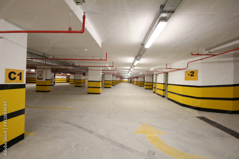 Fototapeta premium empty and closed underground garage