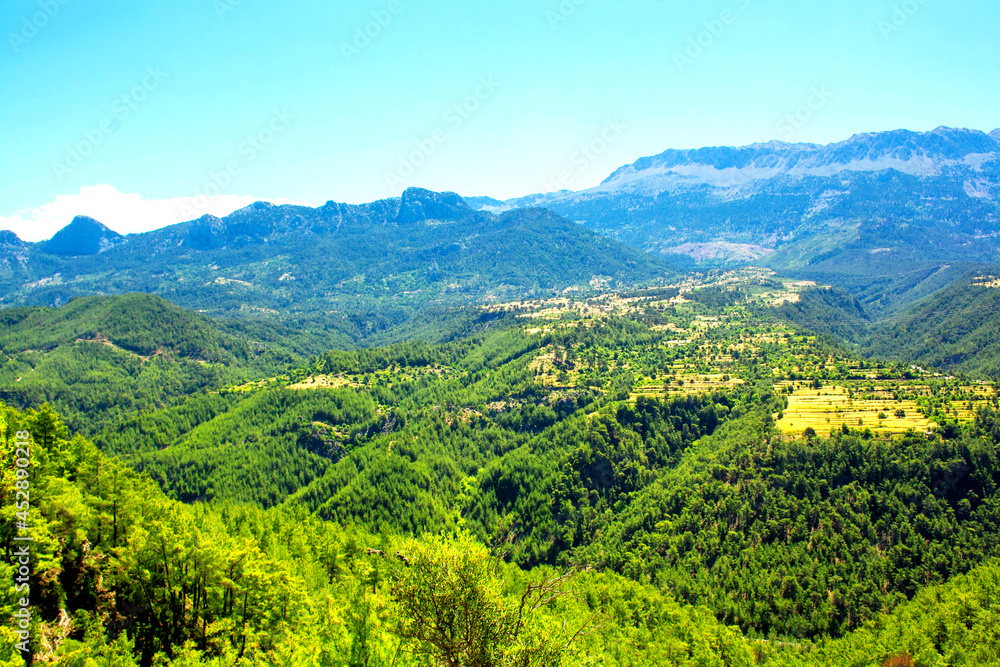 Turkey mountain and forest landscape. Sunny summer day