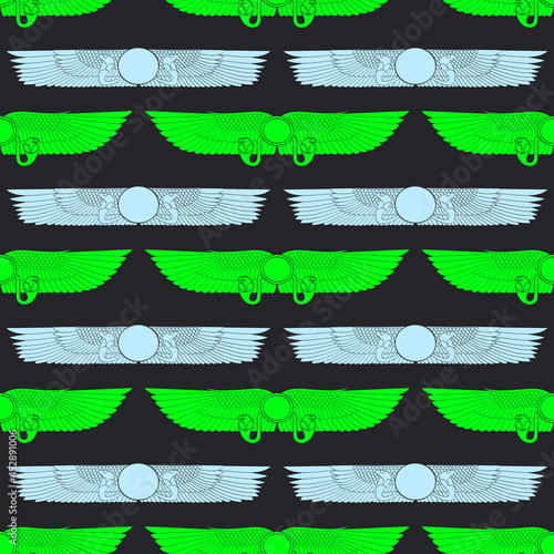 Seamless pattern with ancient egyptian symbol Winged sun for your project