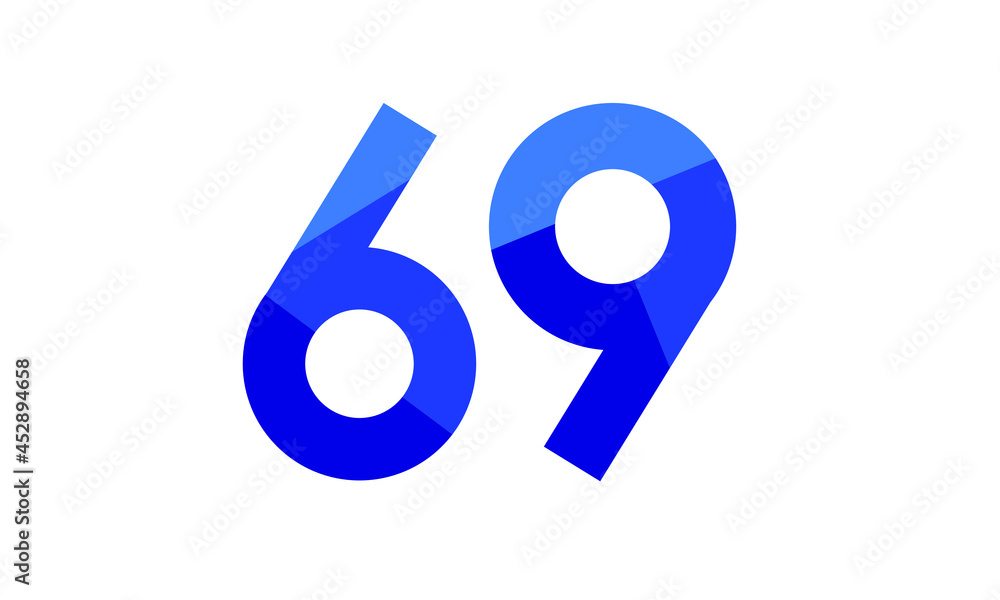 69 Number Modern Flat Blue Logo 69 Number Modern Flat Blue Logo
